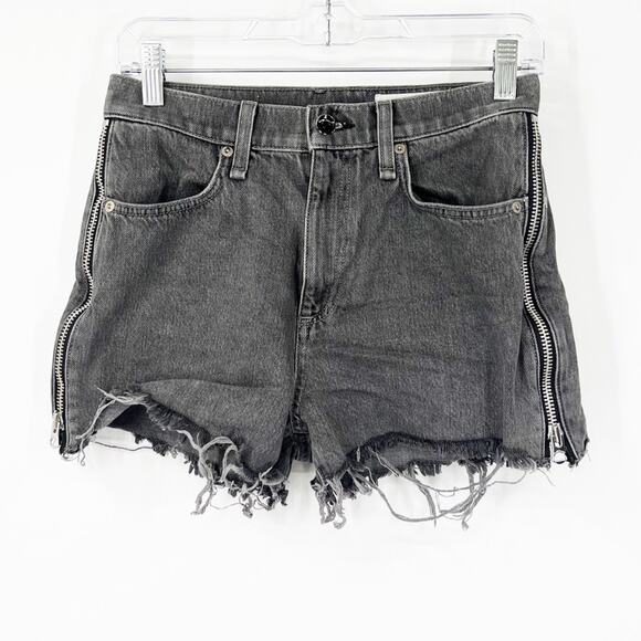 Rag & Bone Maya High-Rise Denim Shorts in Shadow Side Zippers - Picture 1 of 7